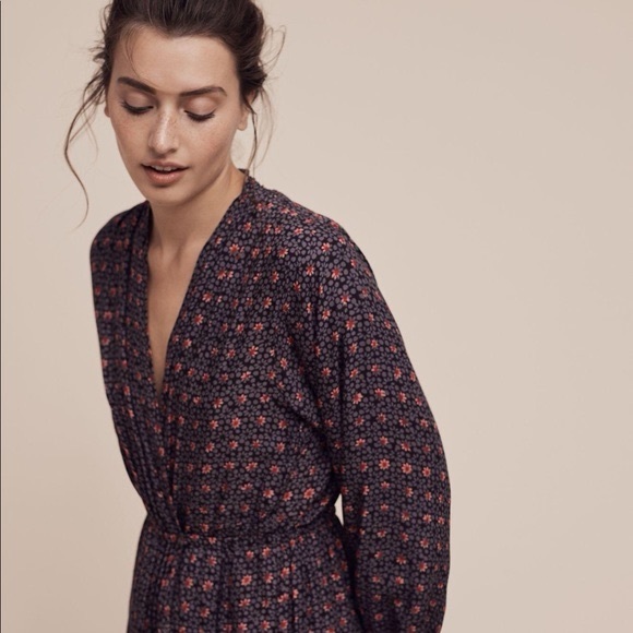 Natalie Martin Nat for Anthropologie Nico Long Sleeve Wrap Maxi Floral Dress S - Picture 3 of 9